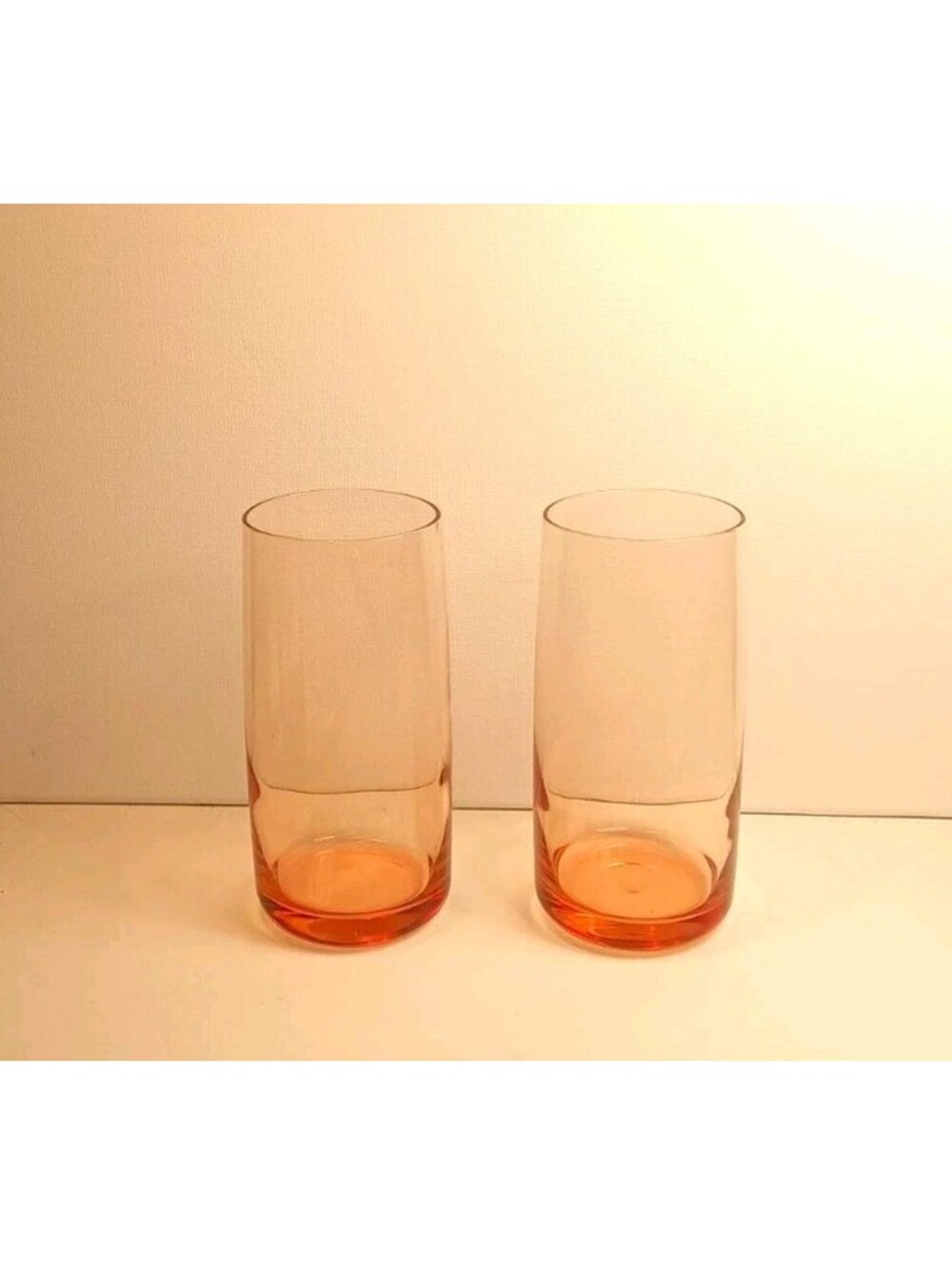 Vintage Pink Highball Glasses Set of 2 Mid Century Modern Blush Tumblers 12oz